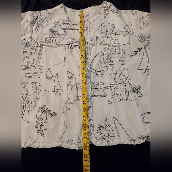 Coldwater Creek "Sketchbook Scenes" Art-to-Wear Cotton Utility Jacket - Size XL - Picture 6 of 8